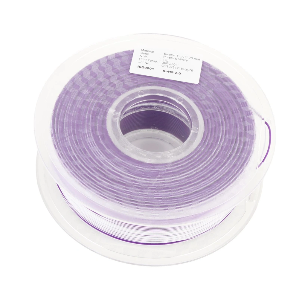 3D Printer PLA Filament Dual Color Purple White Neat Wiring Smoothly Printing Silky Appearance Printer Filament