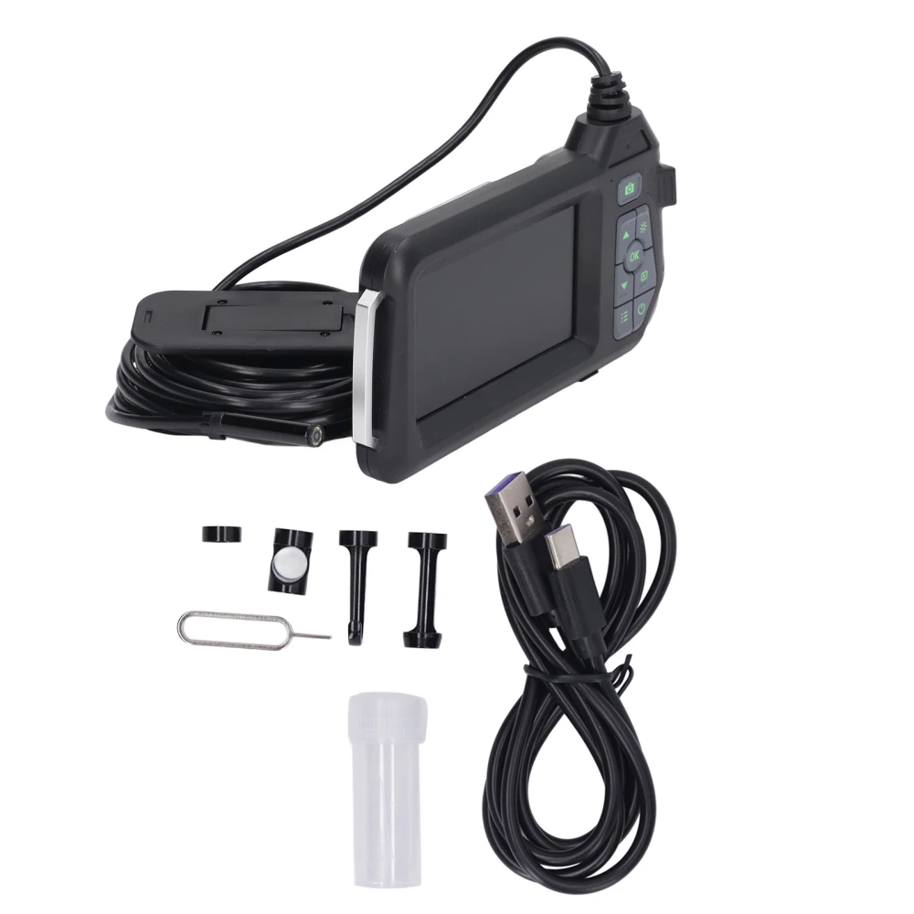 LED Borescope 4.3in HD 1080P IP67 Single Camera 8mm Foldable Endoscope Camera for Pipeline Car Repair 5m Length