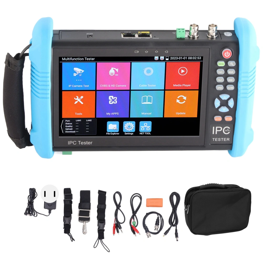 7in CCTV Tester IPC 9800PLUS 4K H.265 Coaxial Camera Tester for Up to 8MP TVI CVI AHD 100‑240V US Plug