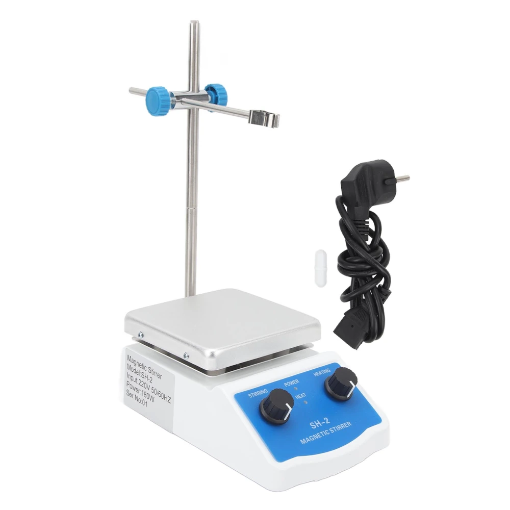 Magnetic Stirrer Hotplate Hot Plate Mixer 662℉ 350℃ 2000ml 100‑1600RPM Stepless Adjustable for Laboratory EU Plug 220V