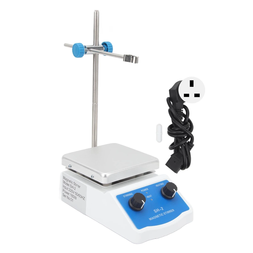 Magnetic Stirrer Hotplate Hot Plate Mixer 662℉ 350℃ 2000ml 100‑1600RPM Stepless Adjustable for Laboratory UK Plug 220V