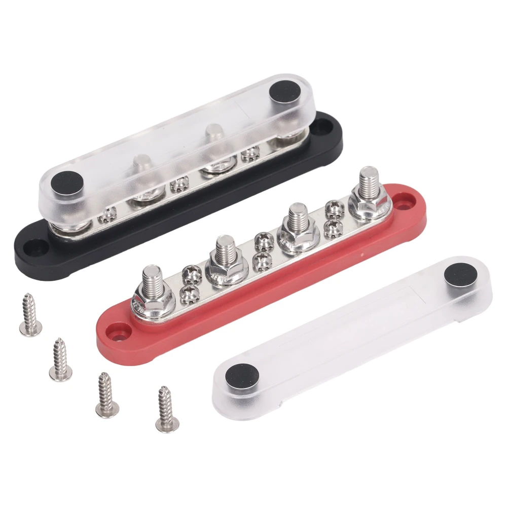 150A 10 Way Bus Bar with Dust Cover 6xM8 Screw Stud Terminal Block for Car Marine Solar System 12V‑48V