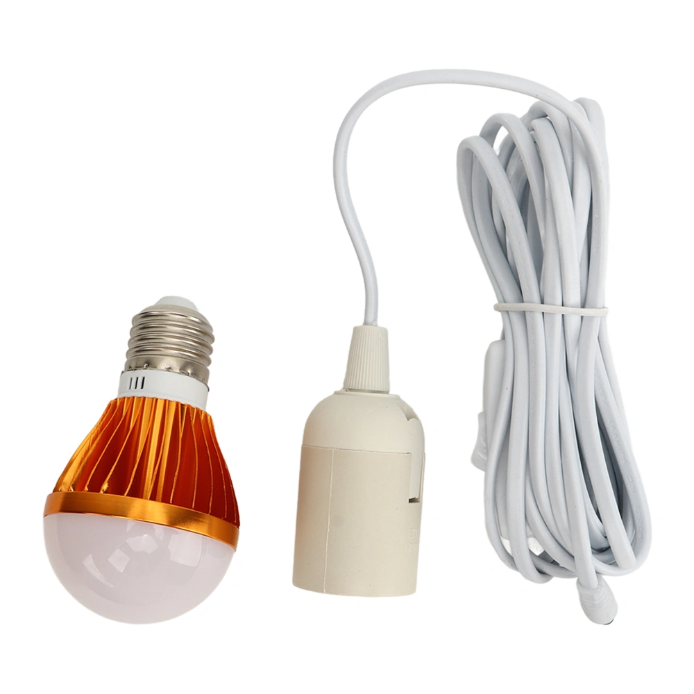 E27 LED Light Bulb DC 12V 5W Warm White Lighting Lamp with 3 Meter Cable for Home Room