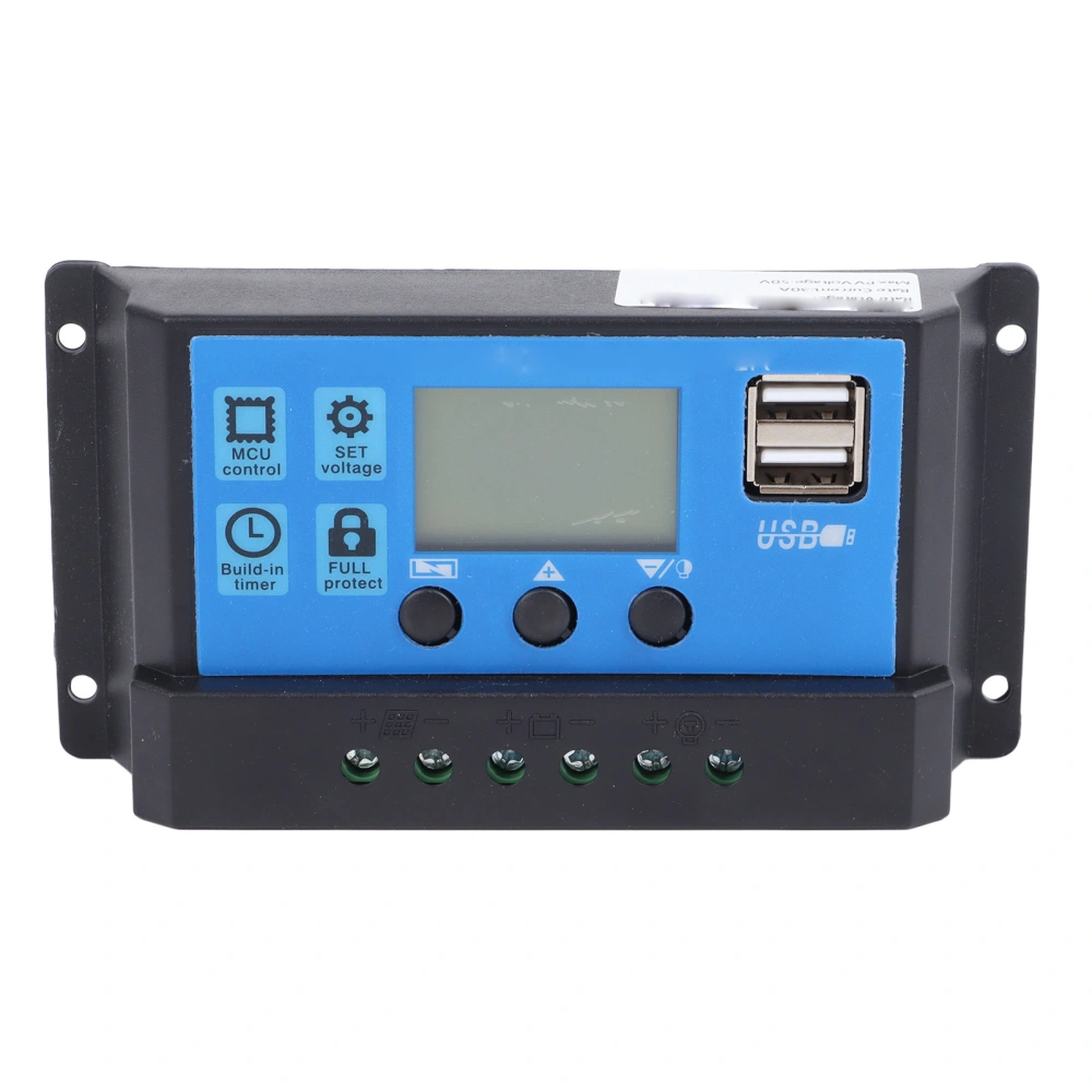 Solar Charge Controller PWM LCD Display Dual USB Output Solar Charge Regulator 12V 24V Self Adaption 30A