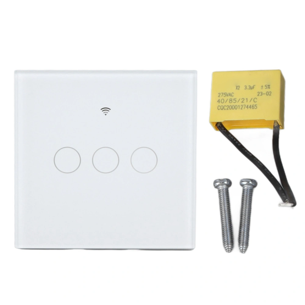 Smart WIFI Switch 3 Gang 86 Type Wall Touch Switch with Reinforced Glass Panel