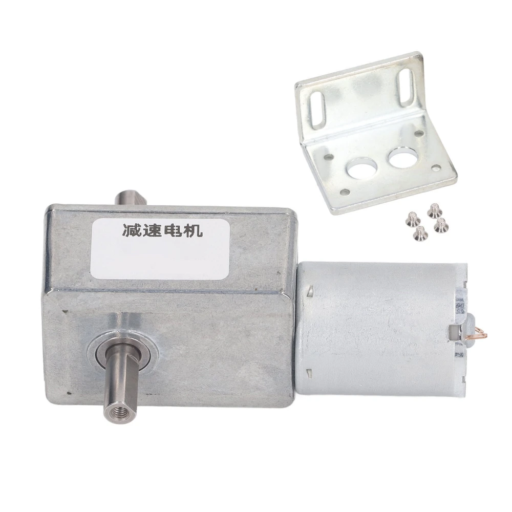 DC Worm Gear Motor Low Speed 25kg.cm 12mm Dual Shaft Self Locking Reversible Worm Gear Box Reduction Motor 12V 40RPM