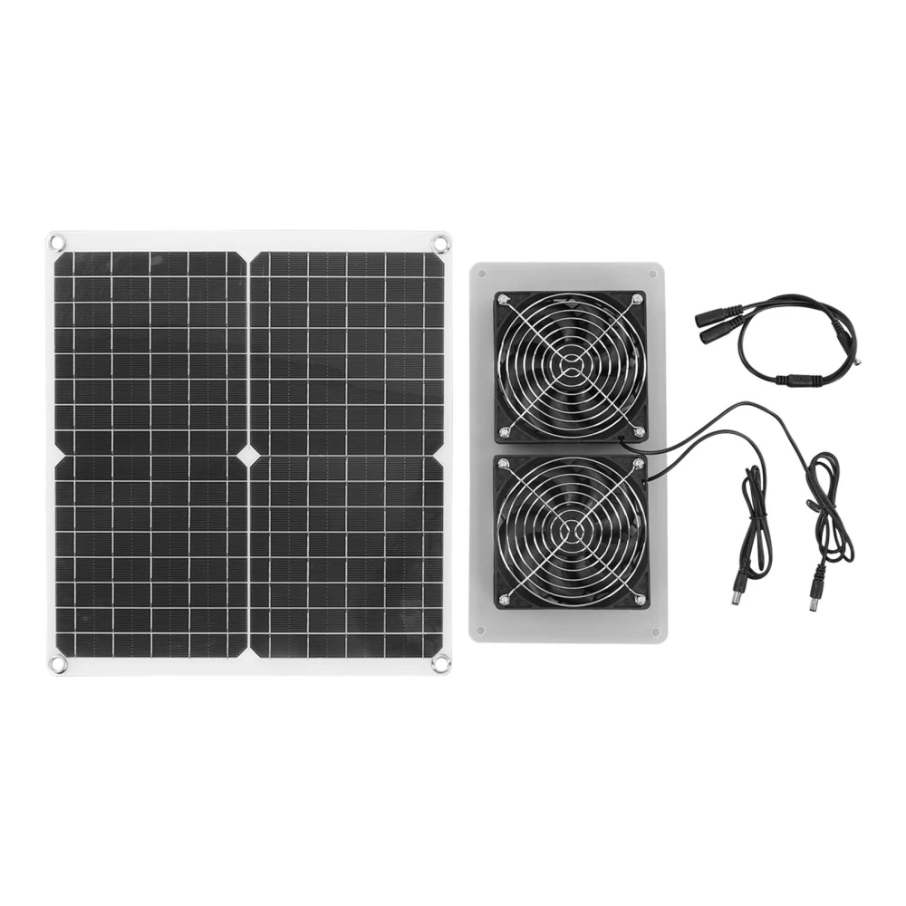 18V 25W Solar Panel Fan Kit Monocrystalline Waterproof 3500 RPM Solar Exhaust Fan Kit for Greenhouse Dog Homes RV