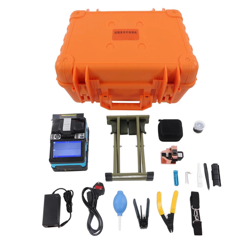 Fusion Splicer Machine Automatic Optical Fiber Cleaver Welding Toolbox Kit 100‑240V UK Plug