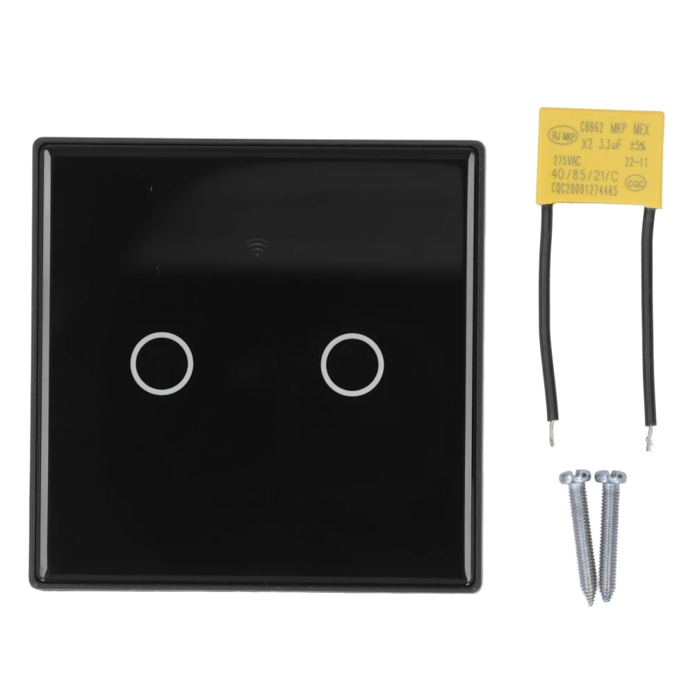 2 Gang Smart Wireless Light Control Panel 100‑ 1000W 2.4GHz WiFi Wall Light Touch Switch for Tuya