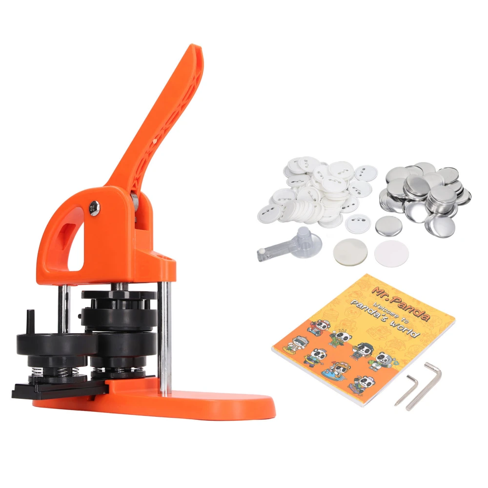 Button Maker DIY Button Press Machine Kit with 100PCS Pin Parts Circle Cutter Pin Manual 32mm