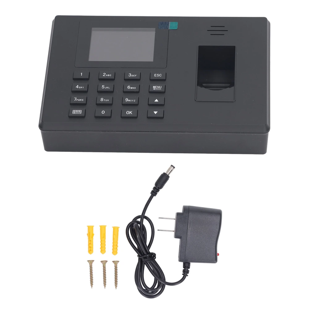 Fingerprint Attendance Machine 360 Degree Fingerprint Recognition Voice Prompt Office Employee Time Clock 100‑240V US Plug