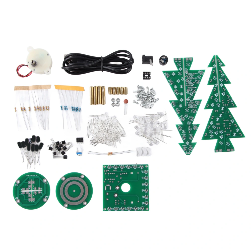 Electronic Christmas Tree Colorful LED Automatic Rotating Music Tree Assembly Kit DIY Teaching Set