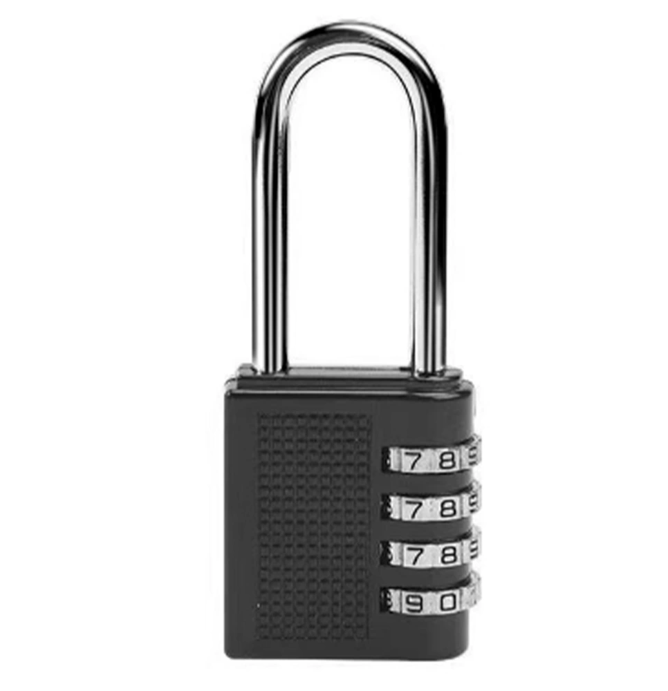 4 Digit Combination Lock Zinc Alloy Mechanical Number Password Hanging Lock for Storage Cabinet Black