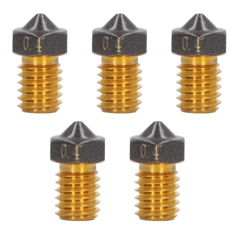 5PCS 3D Printer Nozzles PTFE Coated Brass Nozzle Replacement 1.75mm Filament High Flow Hotend Nozzle 0.4mm Hole