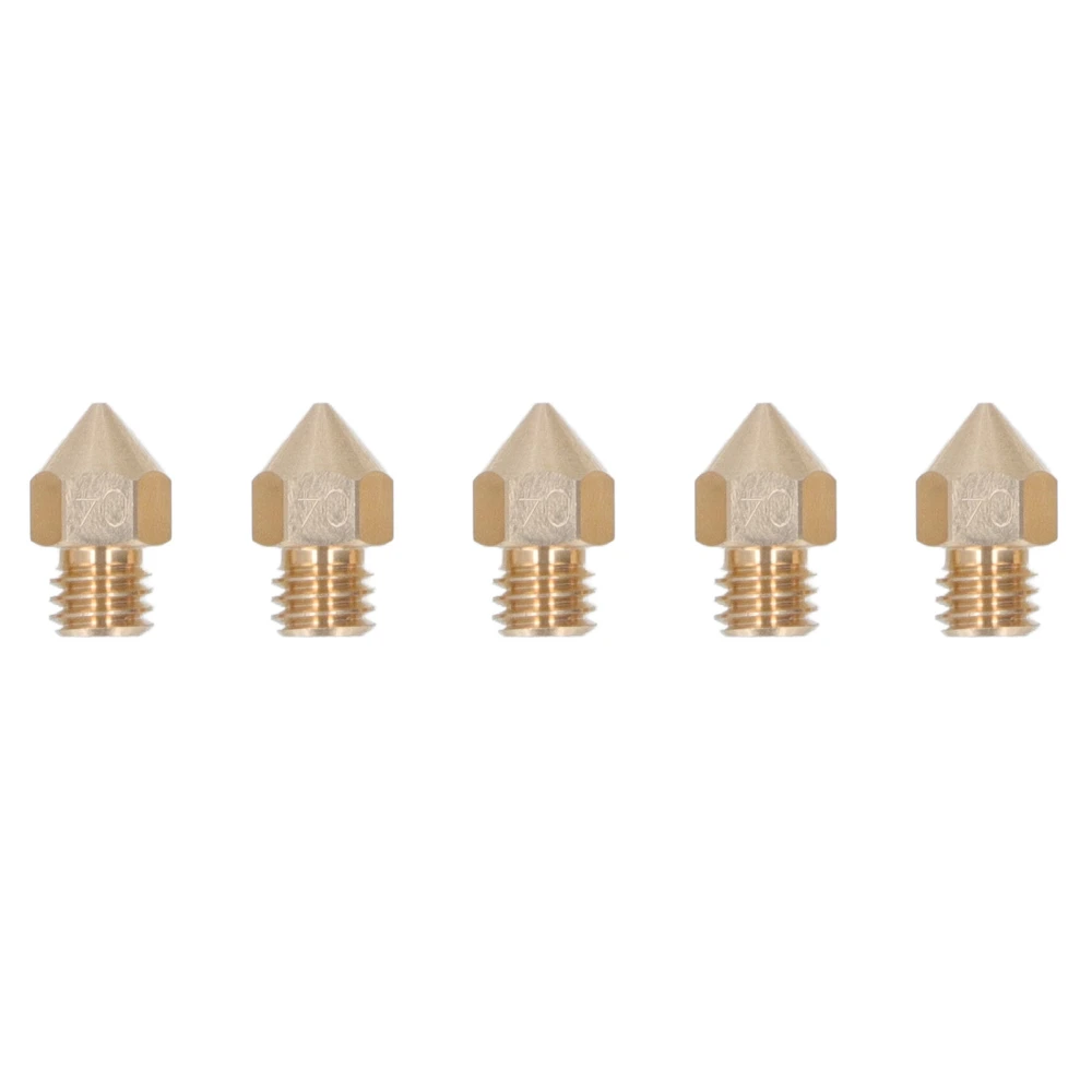 5 Pcs 3D Printer Extruder Nozzle M6 High Thermal Conductivity Brass Hot End Nozzle for CR10 1.75mm Filament 0.4mm