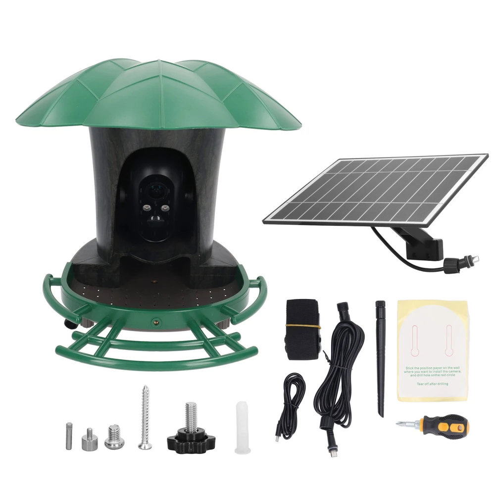 Bird Feeder Camera 4G 2MP HD Waterproof Solar Powered AI Identify Smart Bird Watching Camera