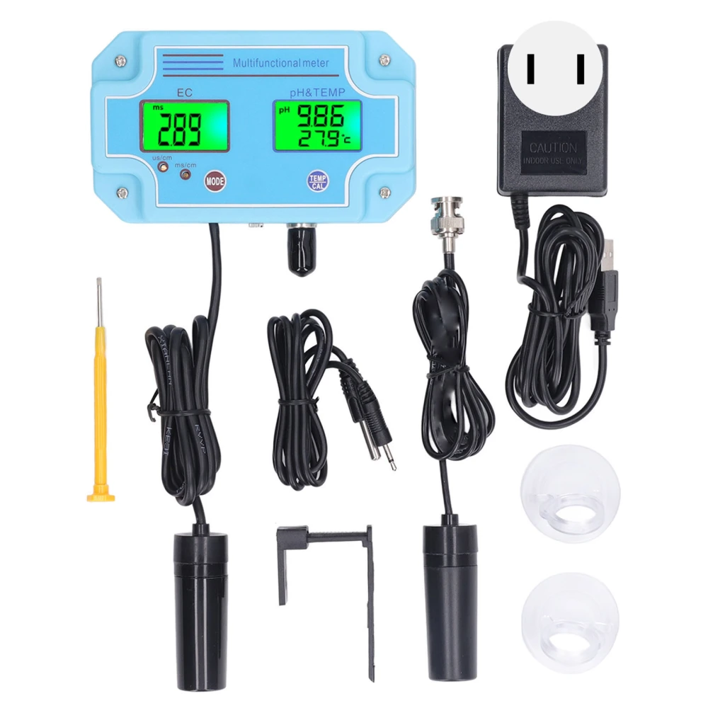 Digital LED Aquarium Water Quality Tester Temperature PH EC Analysis Meter Detector Analyzer US Plug 100‑110V