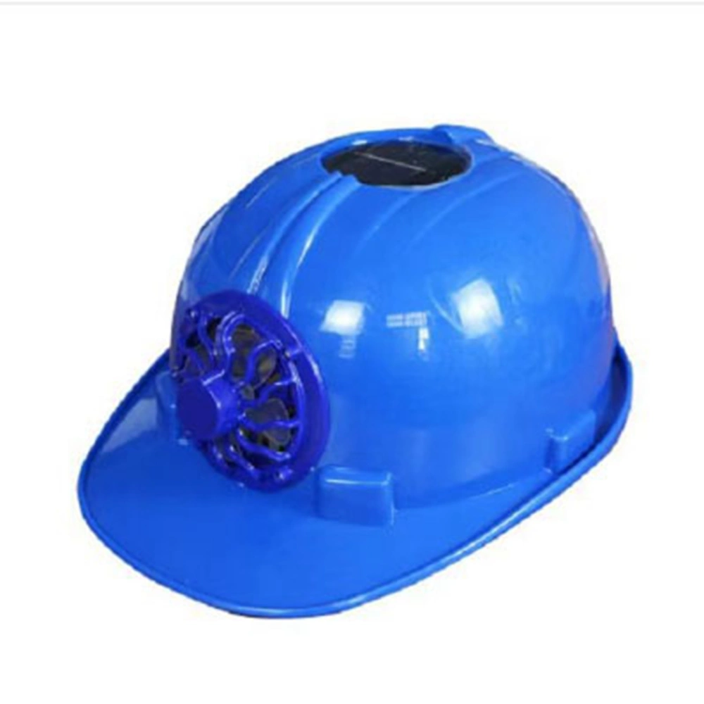 Fan Safety Helmet Front Cooling Solar Cell Powered Breathable Sun Shading for Construction Site Summer Outdoor Blue