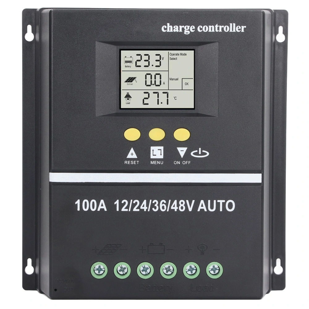 MPPT Solar Charge Controller Dual USB Port Backlit LCD Display Solar Panel Regulator 12V 24V 36V 48V Adaptive