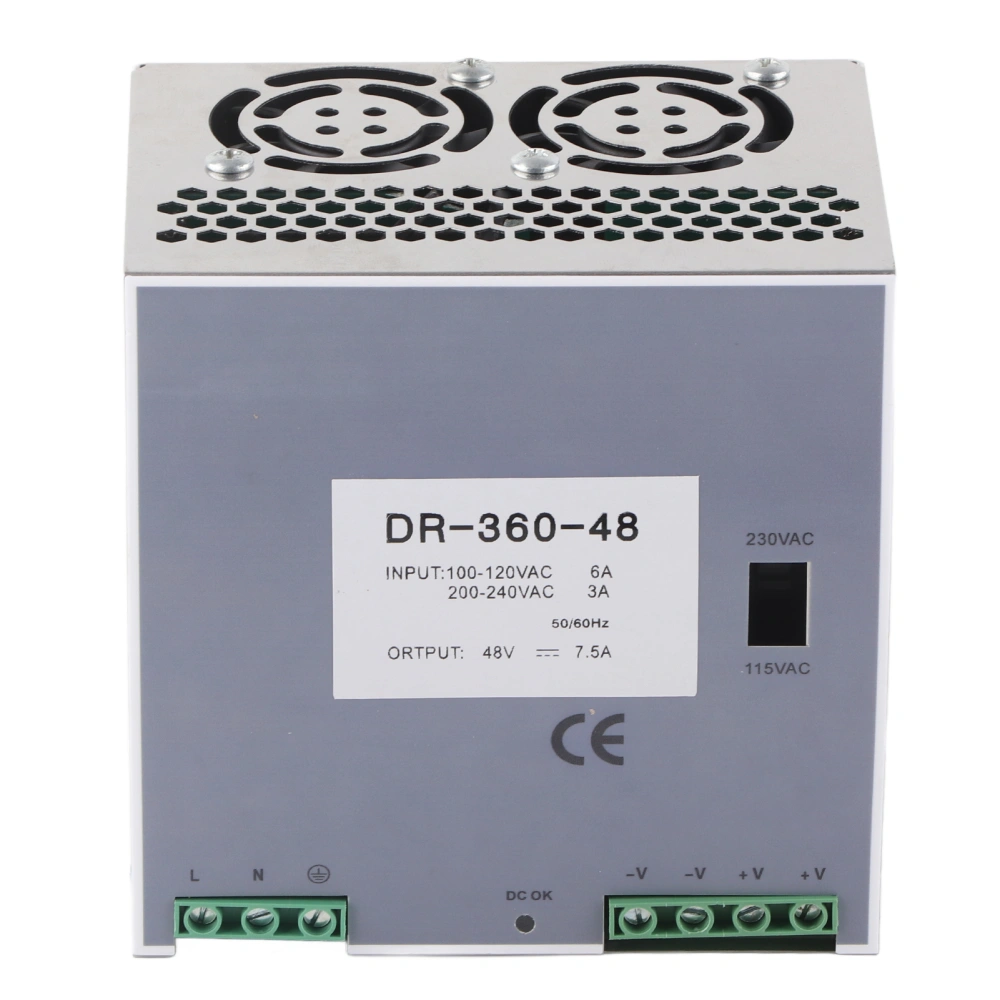 AC to DC Power Supply 360W 100‑ AC 200‑240V AC Input Voltage Switching Power Supply Din Rail Mount