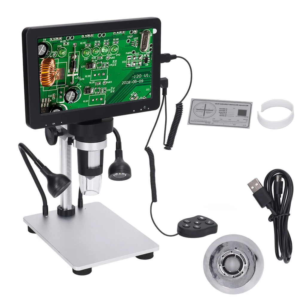 7 Inch Digital Microscope HD LCD Dispaly 1200x 12MP Soldering Microscope for Biological Observation and Watch Repair