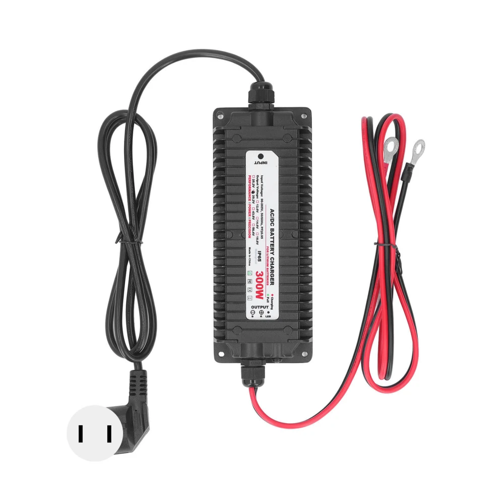 Lithium Battery Charger Smart for Lifepo4 Lithium Iron Phosphate Batteries 24V(29.2V) 10A AC to DC Waterproof 90‑265VAC US Plug