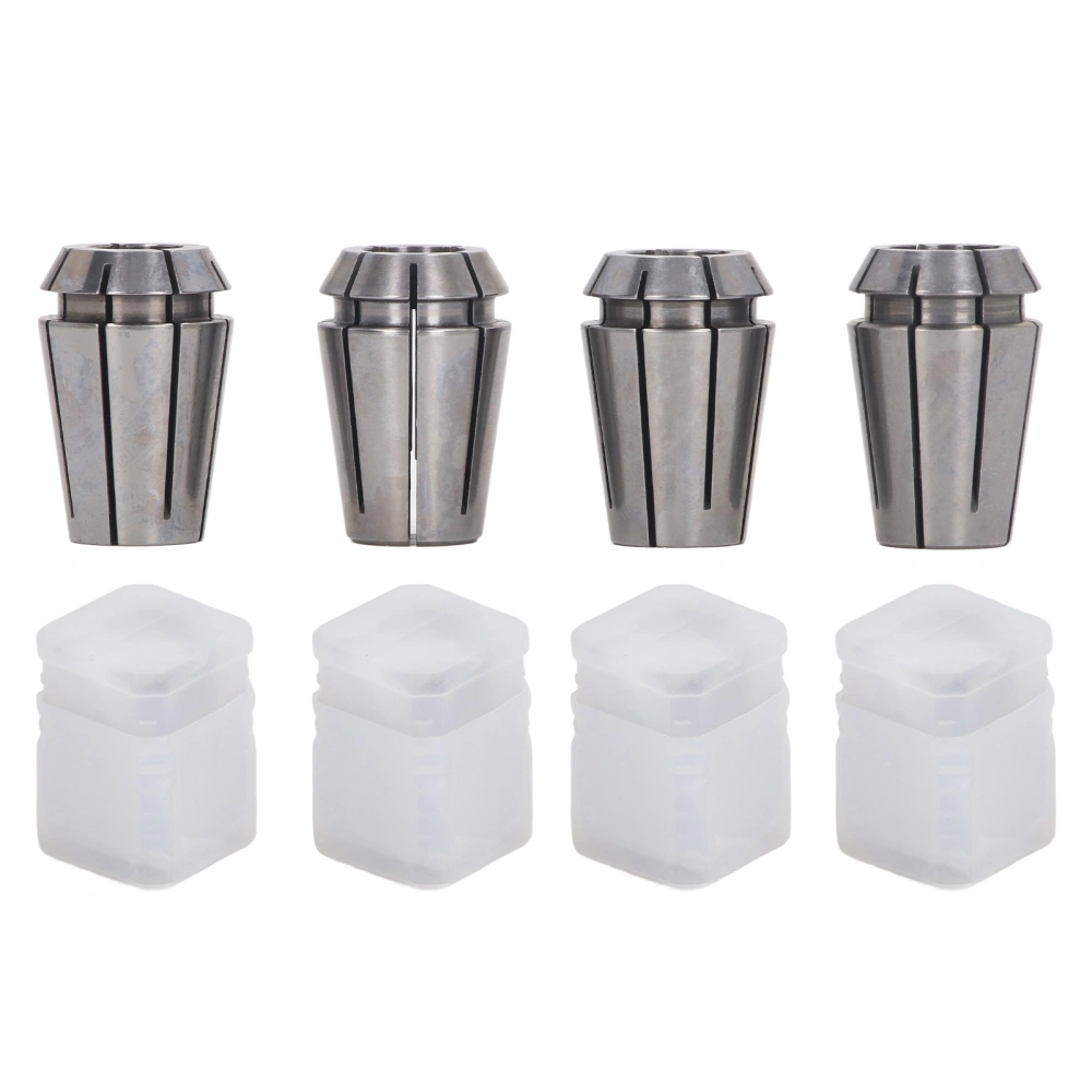 4 Pcs Collet Set 4 Jaw Strong Grip High Carbon Steel Spring Collet Chuck Milling Lathe Chuck Tool