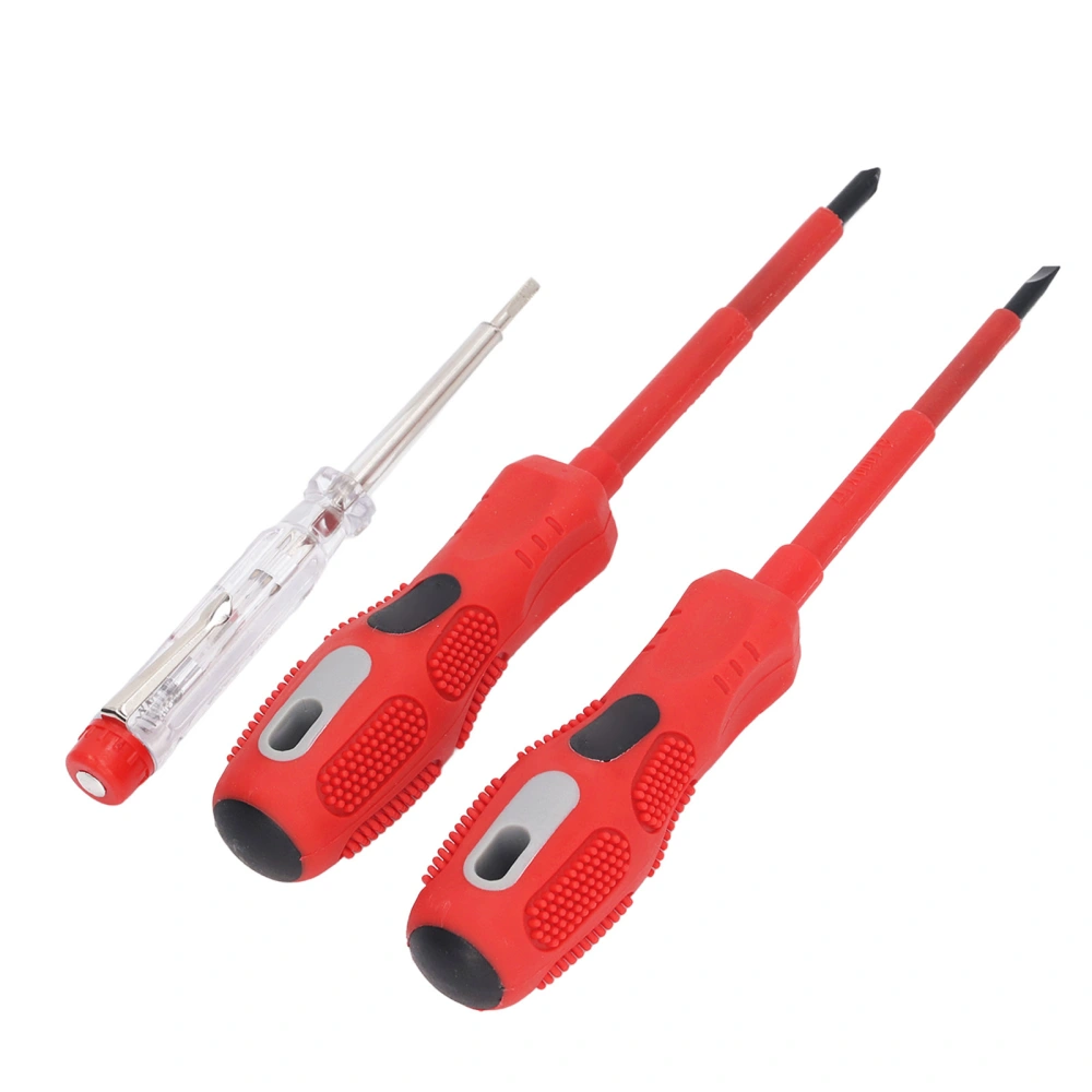 Red Slot Cross Screwdriver Current Detector Non Slip Insulated Handle Electrical Voltage Test Pen