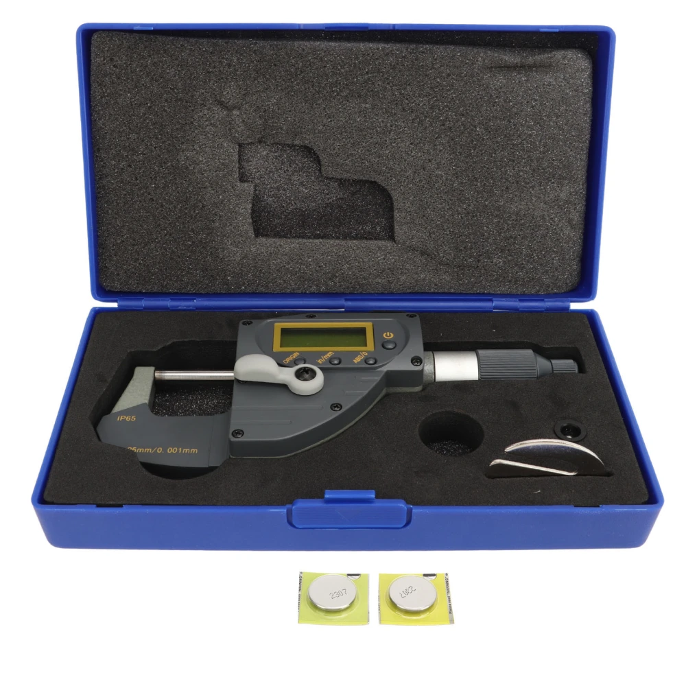 Digital Micrometer 0‑25mm 0.001mm Resolution IP65 Waterproof with RS232 SPC Output