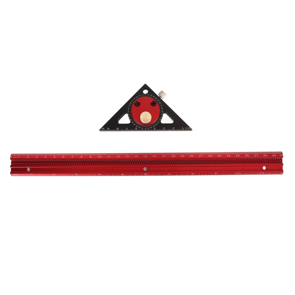 Woodworking Hole Ruler Aluminum Alloy Positioning Marking 360 Degree Rotating Line Ruler 300mm