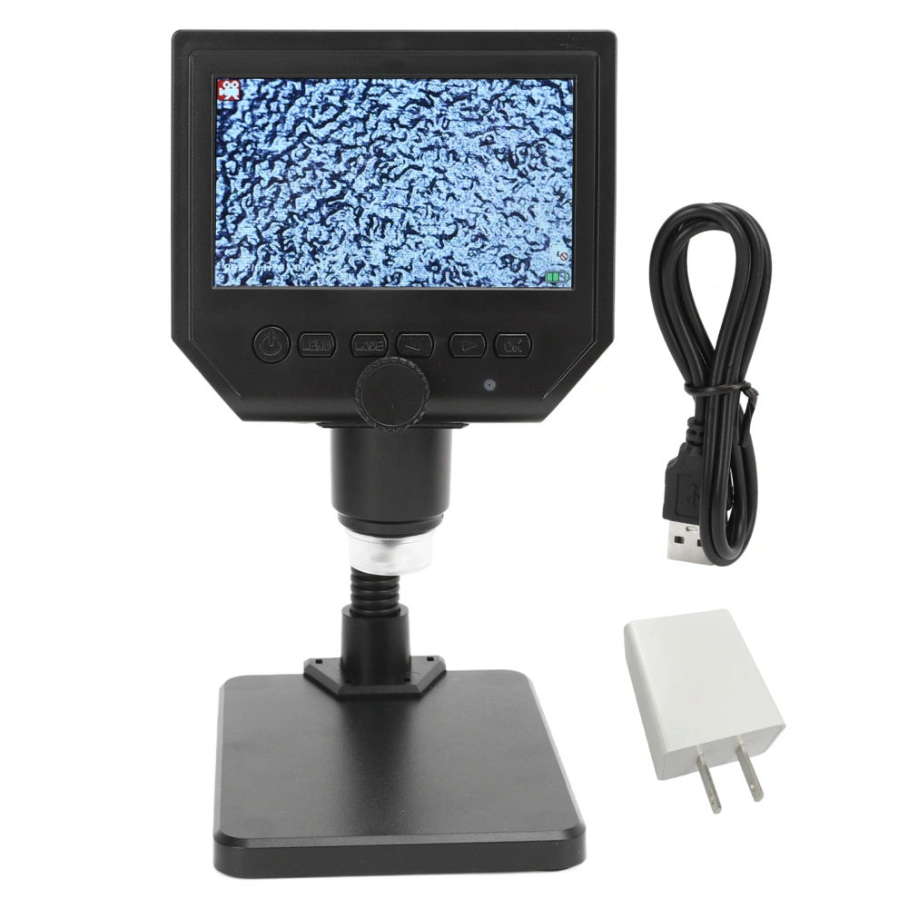 Digital Microscope 4.3in IPS Screen High Definition Clear Image Inspection Microscope US Plug 100‑240V