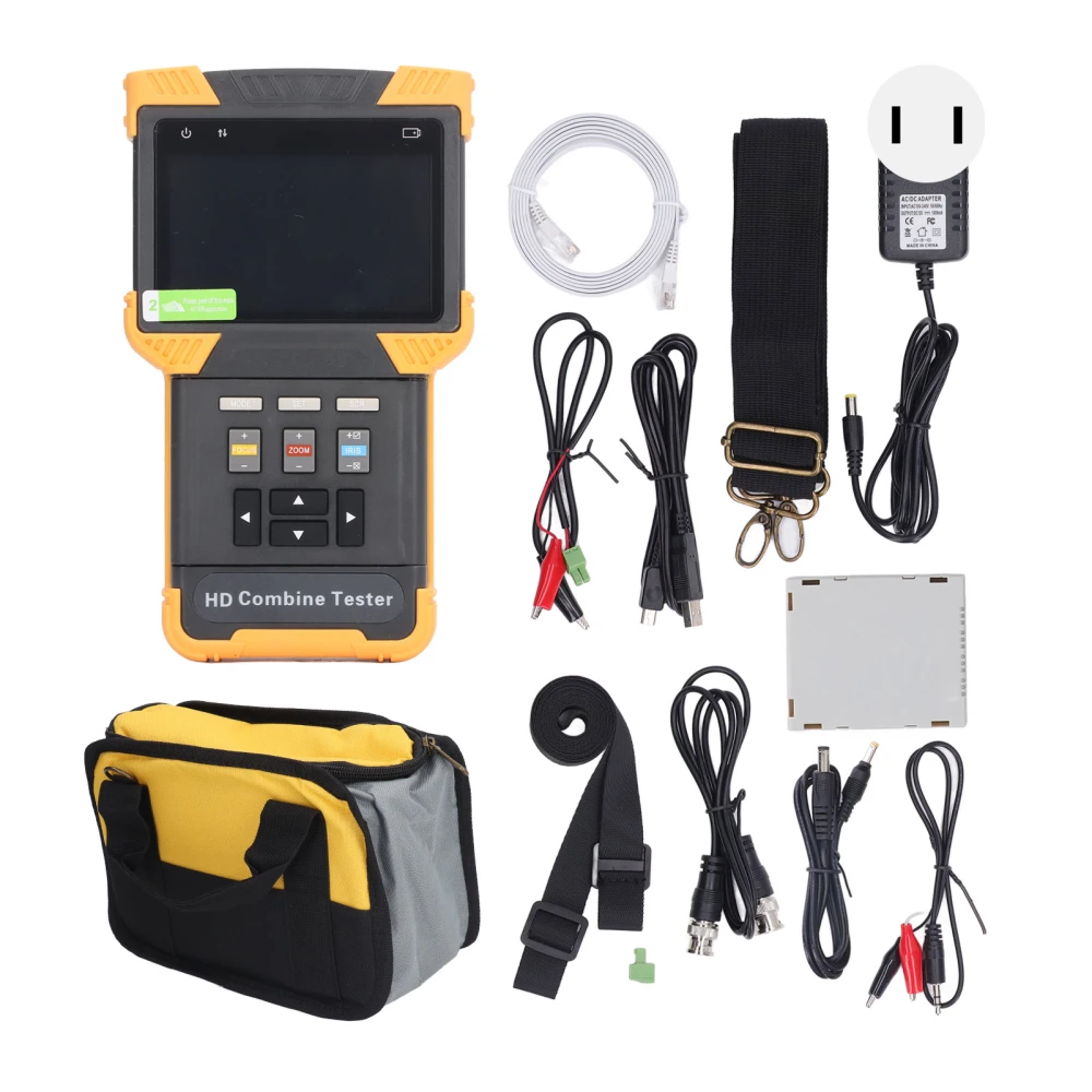 IP Camera Tester CVI TCI AHD Monitor Camera Tester Tool Set Kit 100‑240V AC for Maintenance US Plug