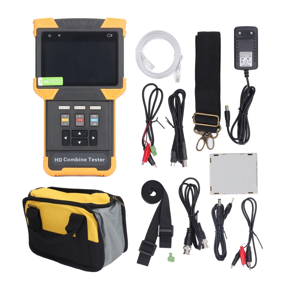 IP Camera Tester CVI TCI AHD Monitor Camera Tester Tool Set Kit 100‑240V AC for Maintenance EU Plug