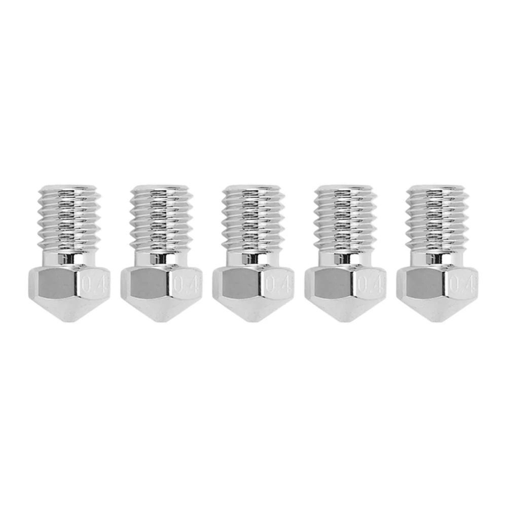 5Pcs 3D Printer Nozzles M6 Thread 1.75mm Filament Copper Plated Extruder Print Head Parts Accessories 0.4mm