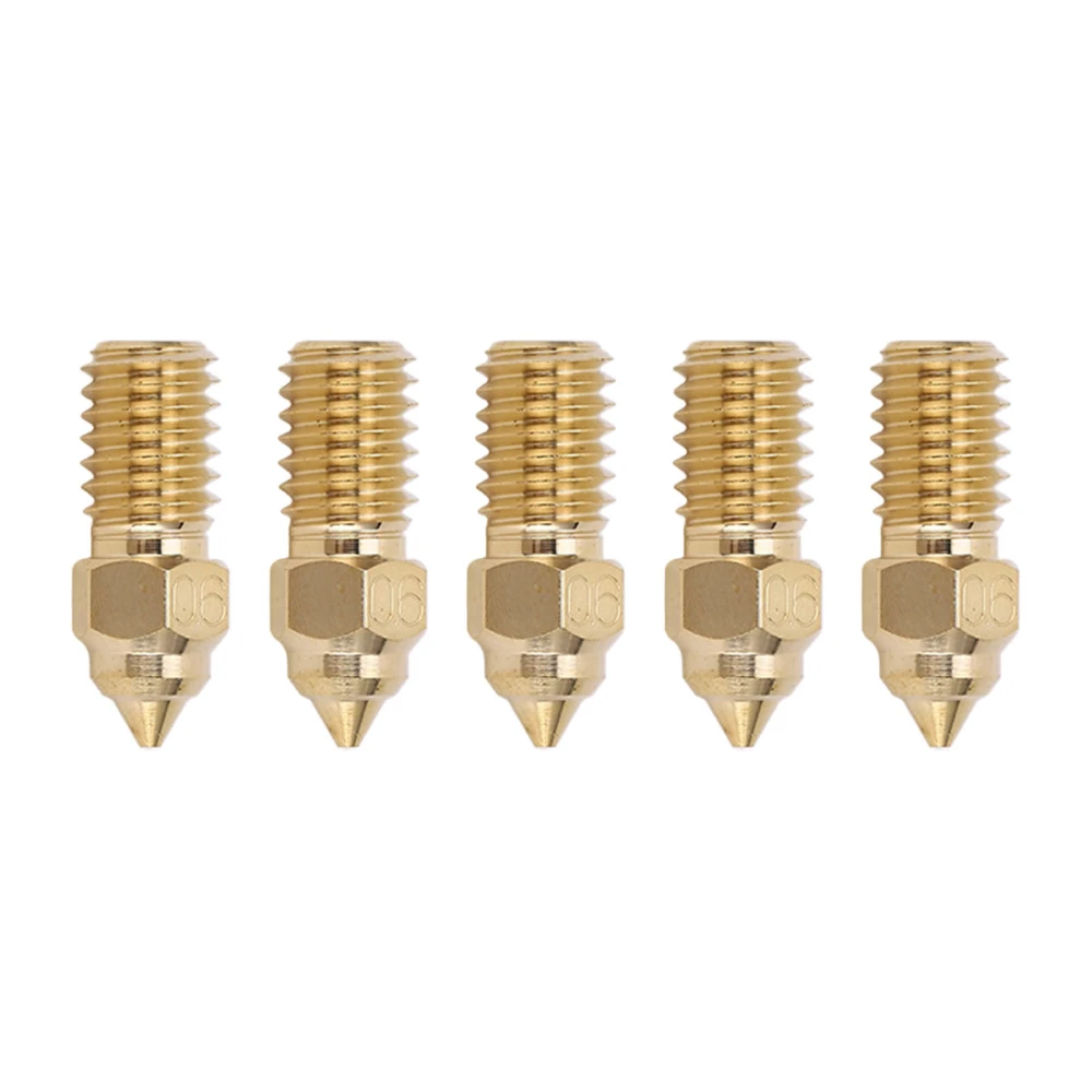 5Pcs 3D Printer Extruder Nozzle Brass M6 High Speed Printer Nozzle for End 5 S1 End 7 1.75mm 0.6mm / 0.02in