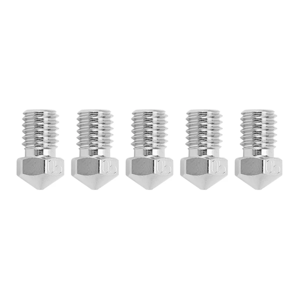 5Pcs 3D Printer Nozzles M6 Thread 1.75mm Filament Copper Plated Extruder Print Head Parts Accessories 0.5mm