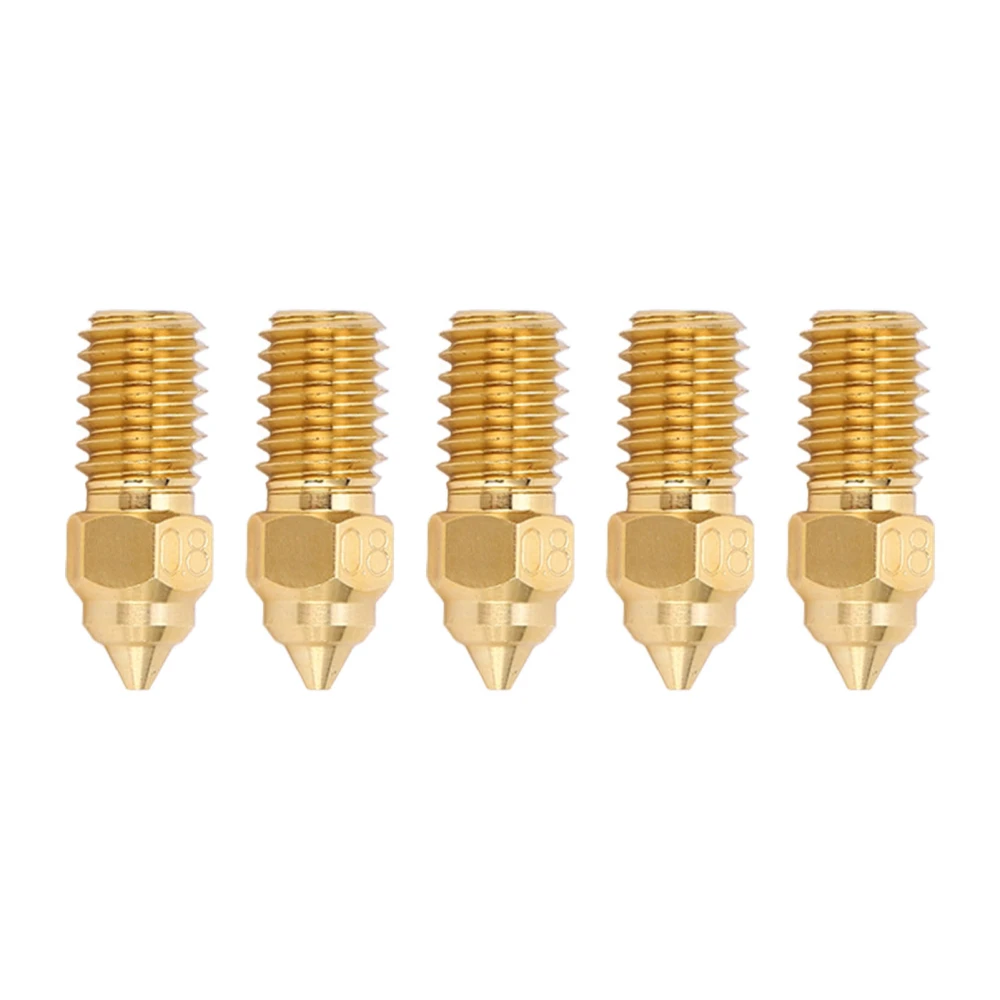 5Pcs 3D Printer Extruder Nozzle Brass M6 High Speed Printer Nozzle for End 5 S1 End 7 1.75mm 0.8mm / 0.03in