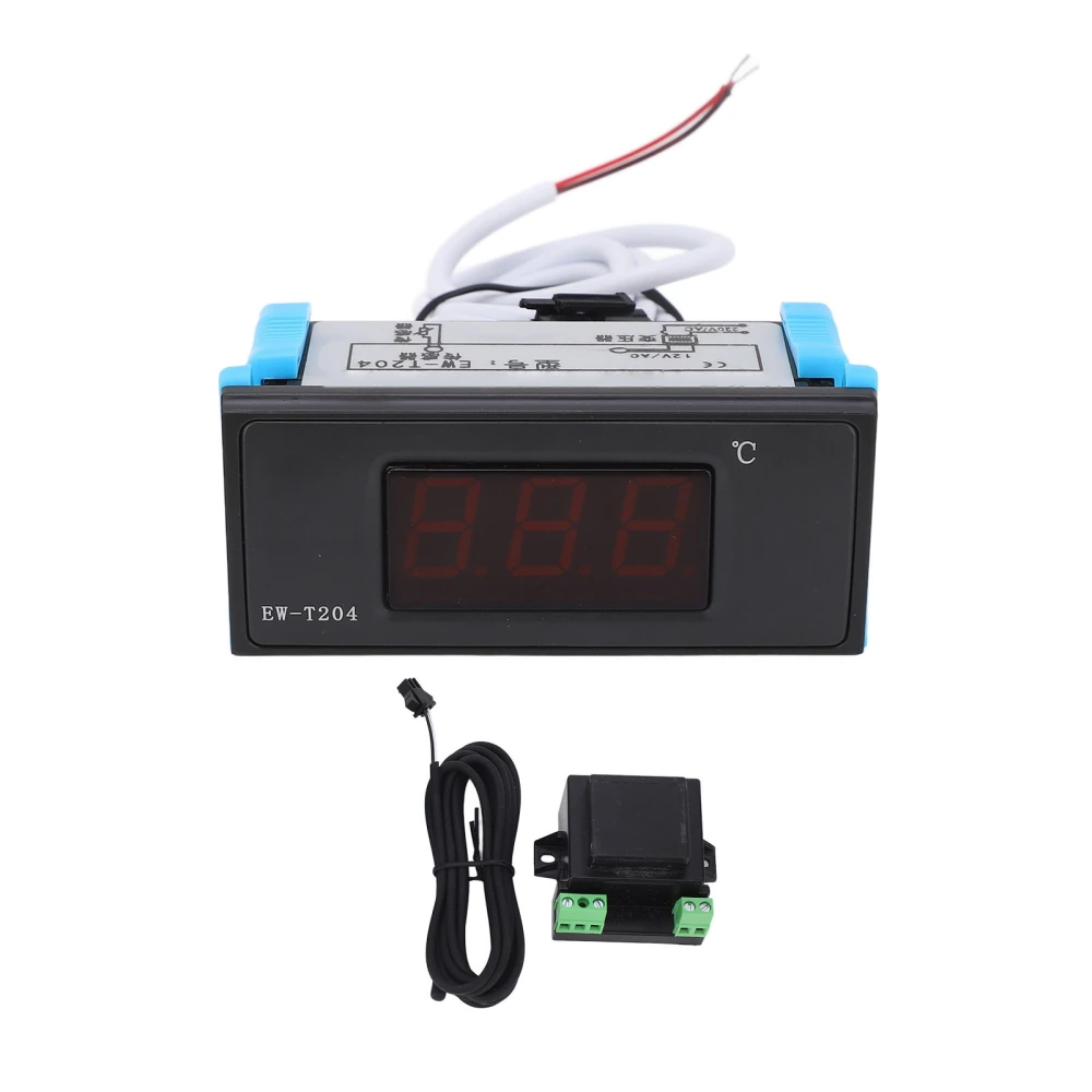 Digital Thermostat 0.1℃ Resolution 0.5℃ Accuracy Dual Display Temperature Controller with Transformer AC12V