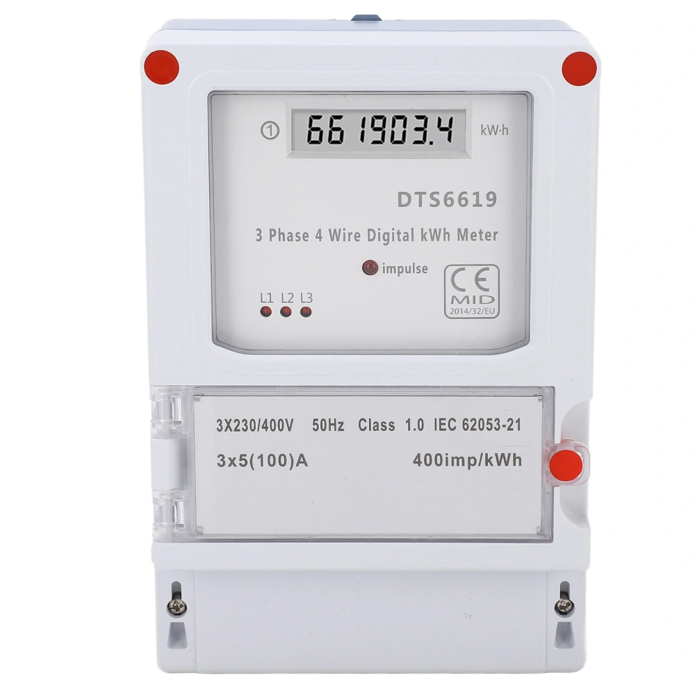 3 Phase LCD KWh Meter Digital Watt Hour Meter Wall Mounting Home Electricity Monitor 3x230 400V