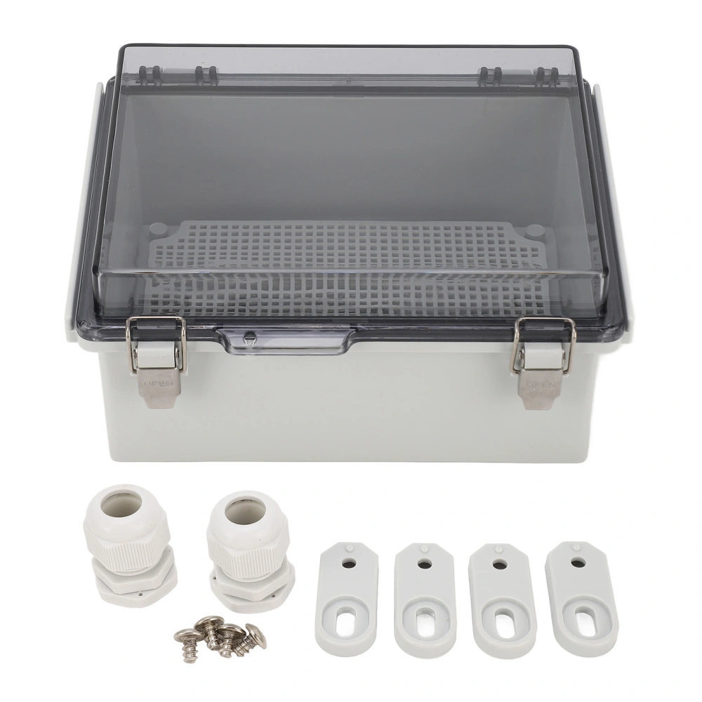 Junction Box ABS Plastic Waterproof Dustproof Hinged Shell Outdoor Universal Project Enclosure with Clear Cover Grey