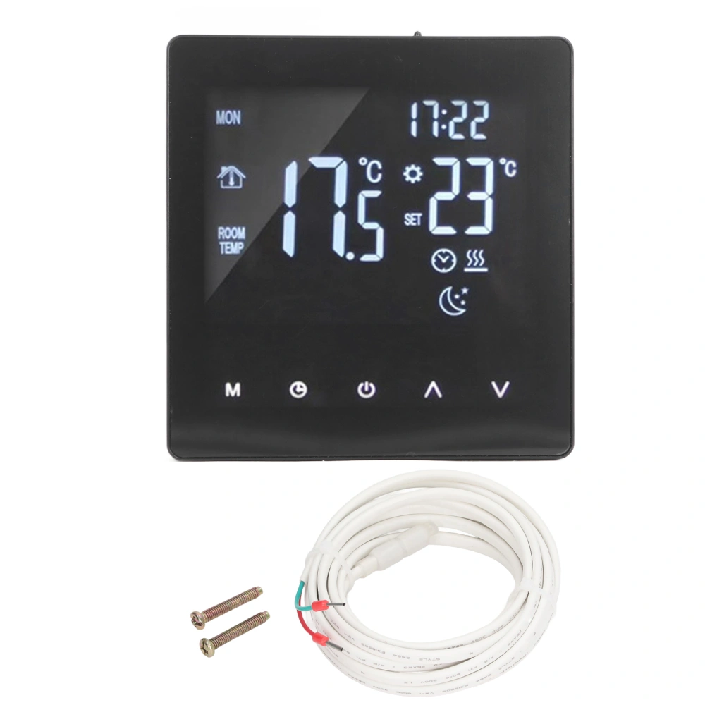 Thermostat APP Dual Display Temperature Controller for Floor Heating with 16A Electric Heating Belt 3 m Cable AC 90‑240V Without WiFi