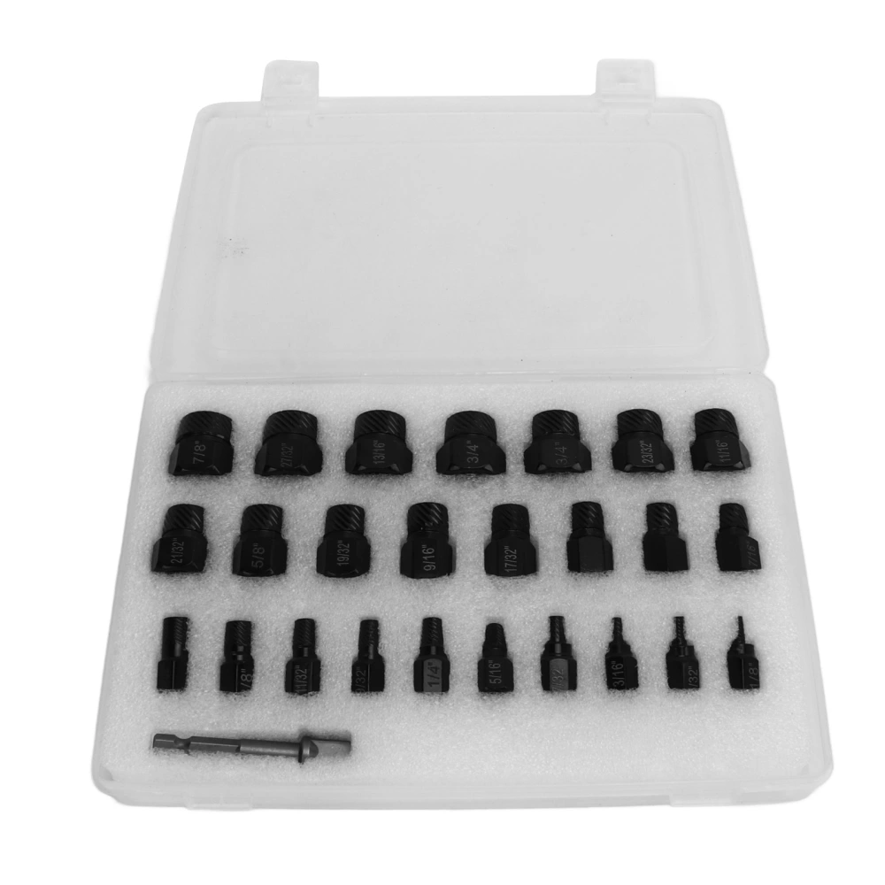 25Pcs Damaged Screw Extractor Set Chromium Molybdenum Steel 3/8 Inch Square Drive Hex Head Screw Remover Tool