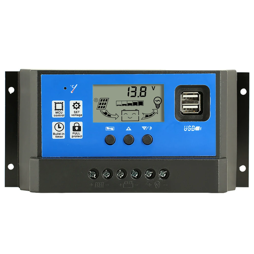 Solar Panel Controller PWM Stable LCD Display Parameters Adjustable Photosensitive Regulator 12V 24V