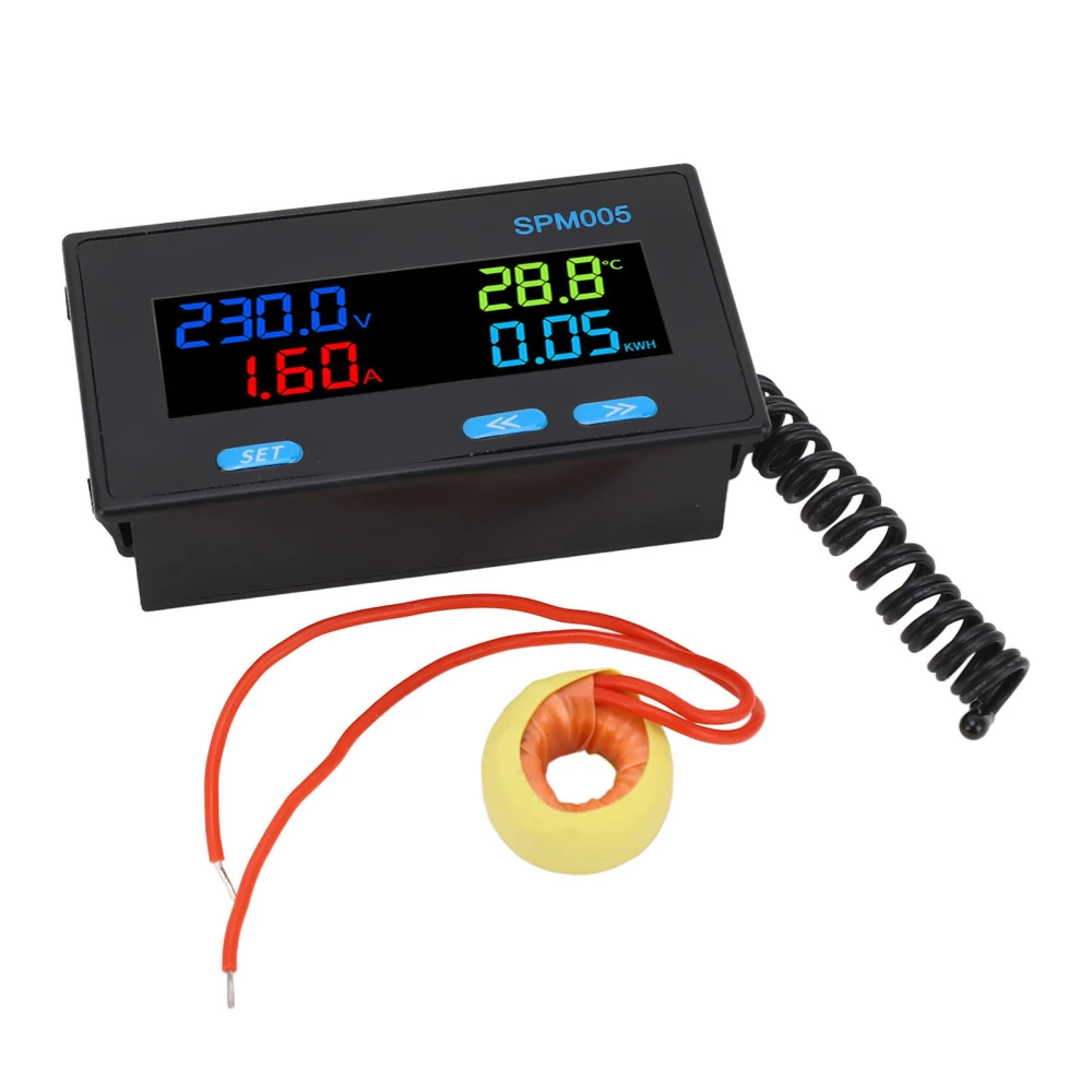 Digital Voltmeter Ammeter Panel 8 in 1 Multifunctional Power Meter Color LCD Display AC Energy Monitor AC60‑300V 100A