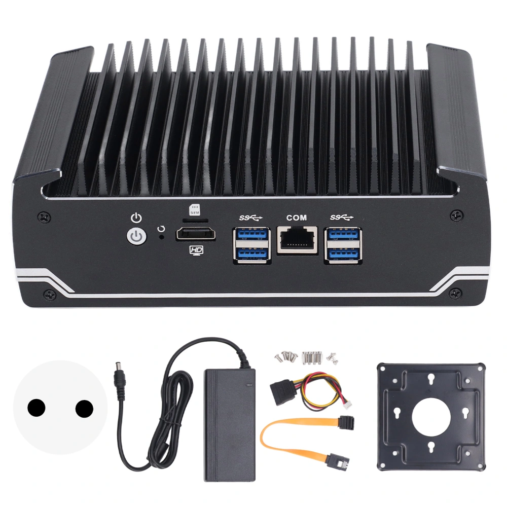 Mini PC Embedded Fanless Industrial Control Computer 8G Memory and 128G Hard Disk 100‑240V EU Plug