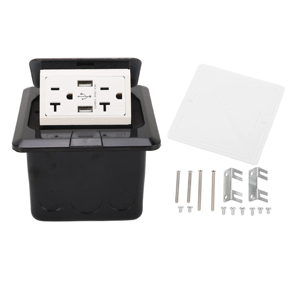 Desktop Socket 20A Power Strip Table Connection Box 3 Hole Outlets Dual USB AC