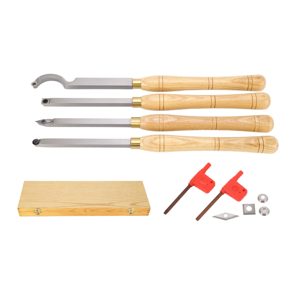 4Pcs Wood Lathe Chisel Set Handheld Accurate Stable Cutting Lathe Turning Tool for Woodworking