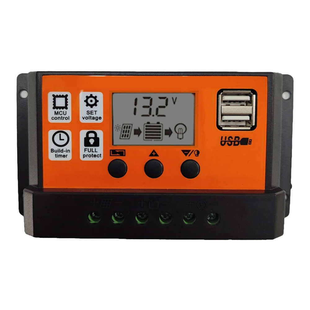 Solar Charge Controller 12V 24V 30A LED Display Charging Discharging Regulator for Power