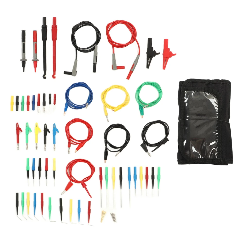 62Pcs Multimeter Test Cable Banana Plug Crocodile Clip Needle Probe Connecting Cable Test Hook 1000V