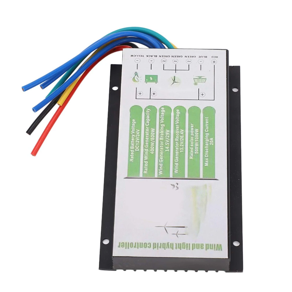 Wind Solar Hybrid Charge Controller 12V 24V Battery Auto PWM 20A Maximum 800W Turbine and 1000W Panel